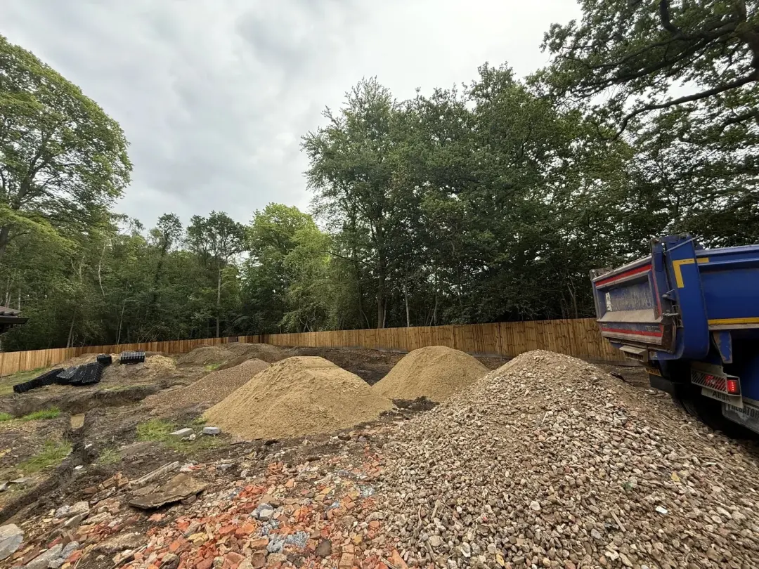 Soil, sand and stone delivered to a garden site in Crawley
